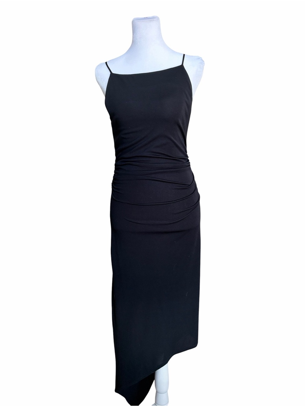 Jodi Kristopher Y2K Black Draped High-Low Slip Dress